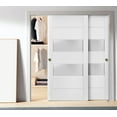 thumbnail image 3 of Sliding Closet Frosted Glass 2 lites Bypass Doors 48 x 84 inches | Lucia 4010 White Silk | Sturdy Rails Moldings Trims Hardware Set | Wood Solid Bedroom Wardrobe Doors, 3 of 6
