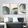 thumbnail image 3 of IDEA4WALL Framed Canvas Print Wall Art Set of 3 Navy Blue Wood Tree Ring Art Prints, Minimalist Art, Modern Neutral Wall Decor, Retro Trees Textured Artwork for Home Decor - White 16"x24"x3, 3 of 5