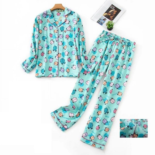 Conjunto de pijamas de talla grande para mujer, ropa de dormir de algodón de franela cálida para el hogar, traje de otoño e invierno con estampado a cuadros, para dormir