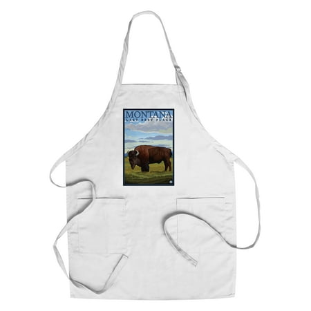 Montana, Last Best Place - Bison - Lantern Press Original Poster (Cotton/Polyester Chef's (Best Place To Be A Chef)
