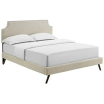 Corene Queen Fabric Platform Bed with Round Splayed Legs Beige