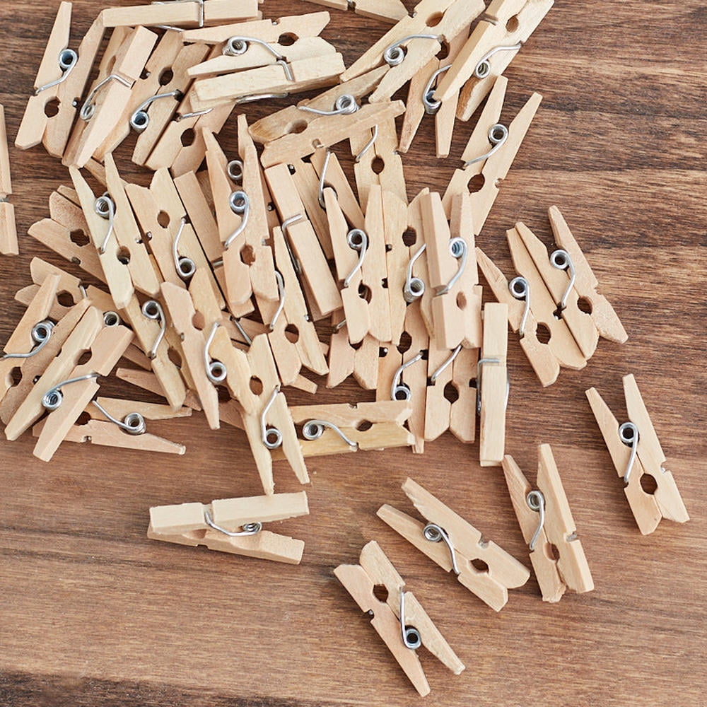 50Pc Durable Wood Clothespins Wooden Laundry Clothes Pins Paper Peg DIY Clip US 