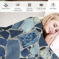 thumbnail image 3 of Creowell Blanket Abstract Terrazzo Mosaic Navy &amp; Light Blue Pattern Throw Blanket for Couch Old Fashioned Cultural Mosaic Print Super Soft Flannel Throw Blanket for Bed Couch Car, 3 of 6
