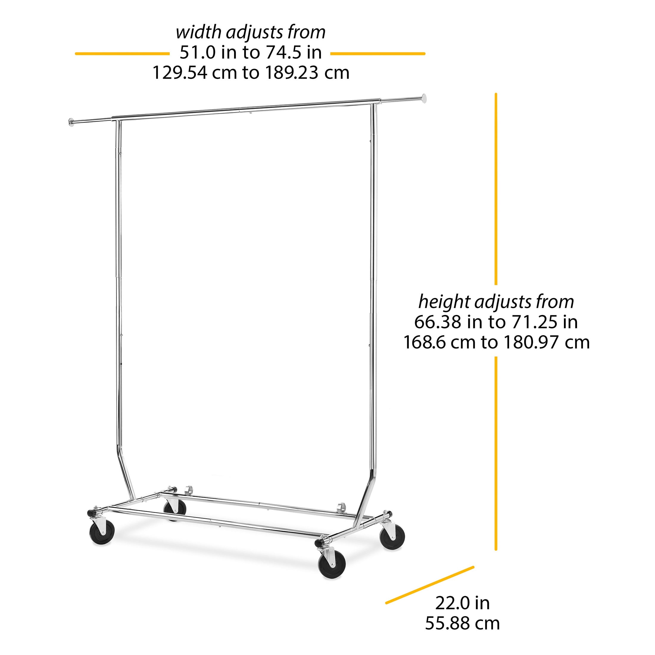 Whitmor Rolling Garment Rack - Collapsible - Chrome