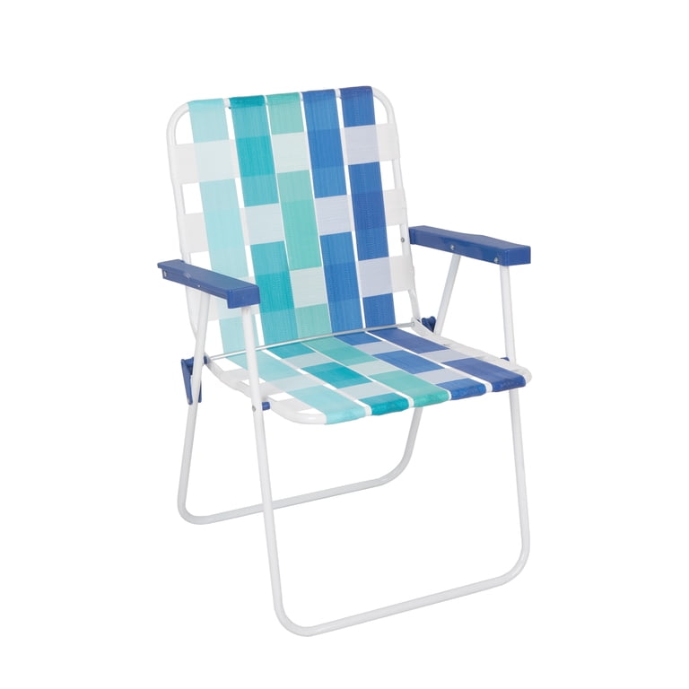 Chaise Pliante Vintage Rayures Bleues Et Blanches – Camping, Chasse, Pique-nique