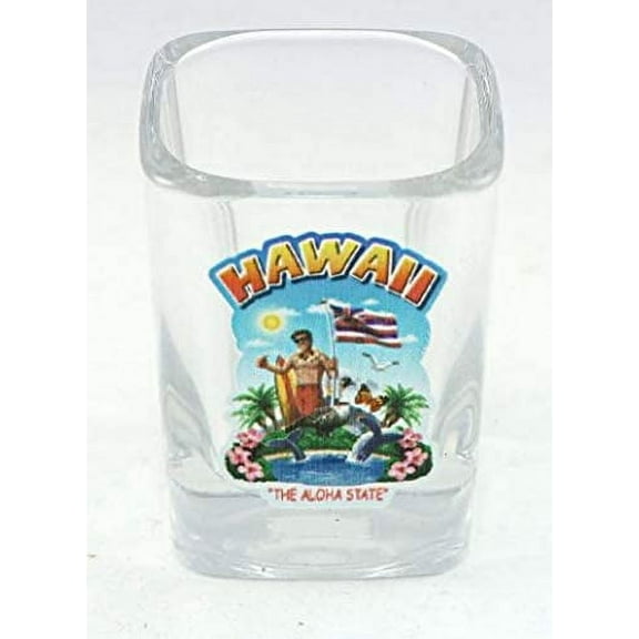 hawaii state montage square shot glass