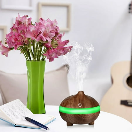 300ML Essential Oil Diffusers, Wood Grain Cool Mist Aromatherapy Humidifier Ultrasonic Air Cleaner Freshener Purifier Atomizer for Office Spa Baby Room Bedroom Fitness Room