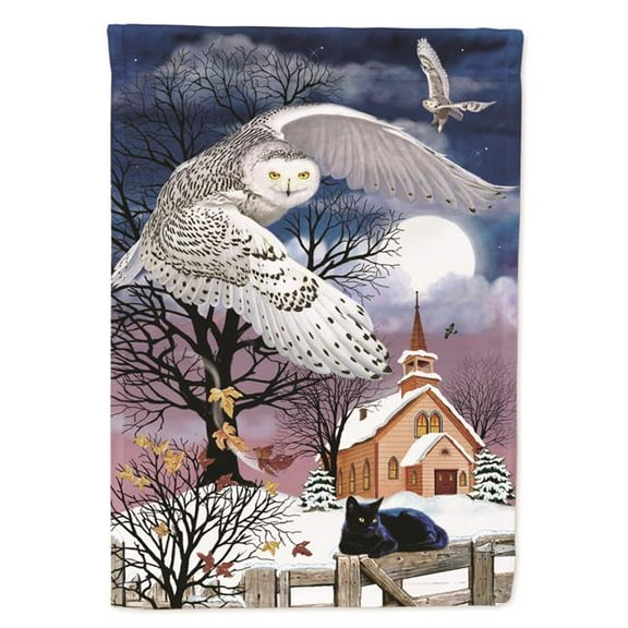 28 x 0.01 x 40 in. Owl Halloween Moon Canvas House Flag