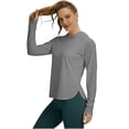 thumbnail image 4 of AherBiu Athletic Tops for Women Lightweight Sunproof Shirt Hooded Long Sleeve Quick-Dry Stretch Pullover, 4 of 8
