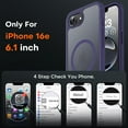 thumbnail image 2 of YWC-Magnetic for iPhone 16e Case, Upgraded Full Camera Protection, Fit for MagSafe, Rugged Phone Case for iPhone 16e 6.1 Inch, Drop Protection, Anti-Scratch, Midnight Purple, 2 of 4