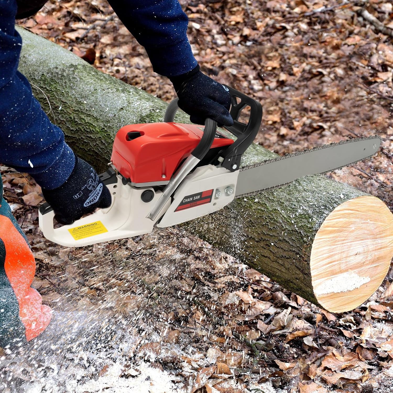 52CC Gas Chainsaw 22 Inch Gas Powered Chainsaw 2 Stroke Gas Chain Saws Hand Self-reset Pull Start Handheld Gasoline Chain Saws with Air-cooled System for Chopping Wood