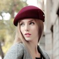 thumbnail image 3 of Women’s Warm Wool Beret Beanie Hat with Bowknot Stylish Winter Cap for Ladies, Cozy Red Headwear, 3 of 3