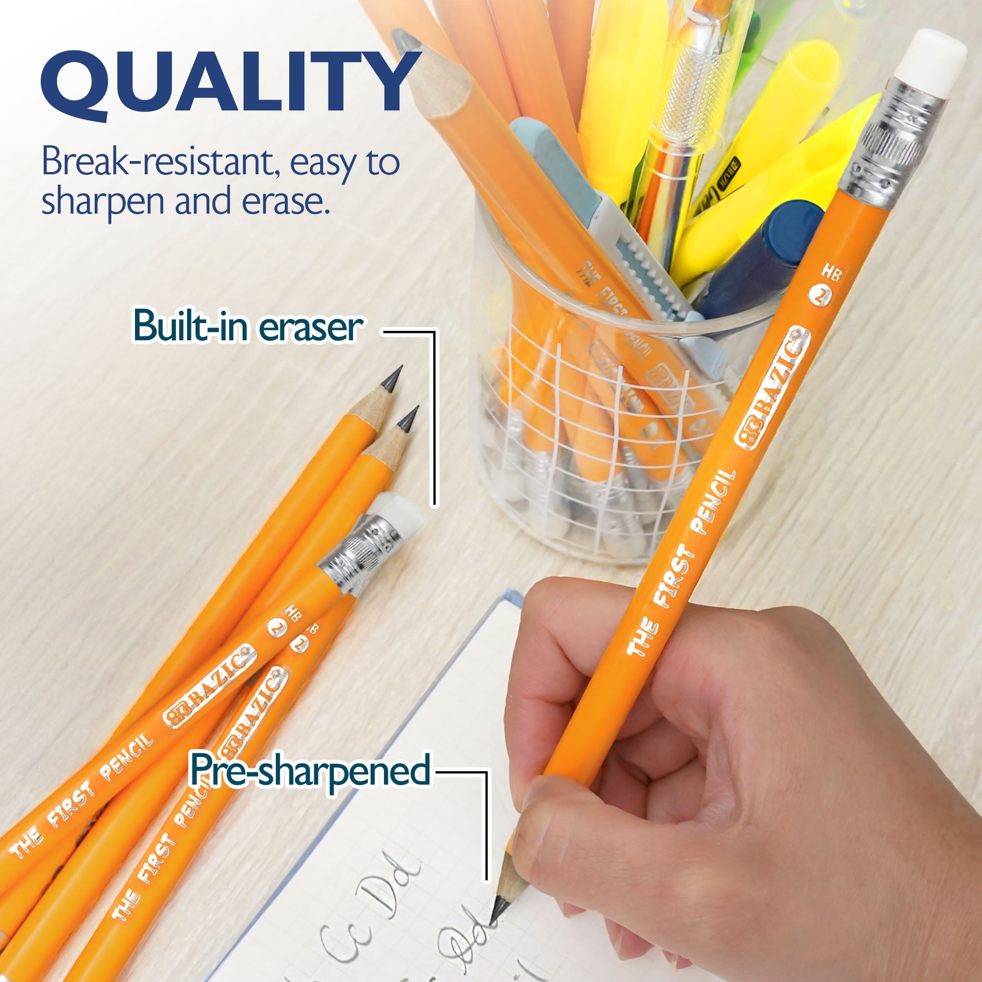 BAZIC Pre-Sharpened #2 HB Jumbo Pencils, Latex Free Eraser (12 Count/Pack), 72-Packs