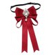 thumbnail image 5 of Pajarita para mujer, accesorios de uniforme para camisa, pajarita con diamantes de imitación. Rojo oscuro, 5 of 9