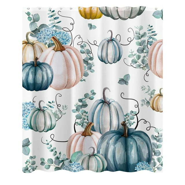 Rideau de Douche Citrouille Boho Automne Rustique Feuilles d'Érable Action de Grâce Décoratif Ferme Rideau de Douche Doublure Long