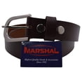 thumbnail image 3 of Marshal New Top Grain Genuine Leather Mens Casual Belt with Rounded Silver Buckle, 3 of 6