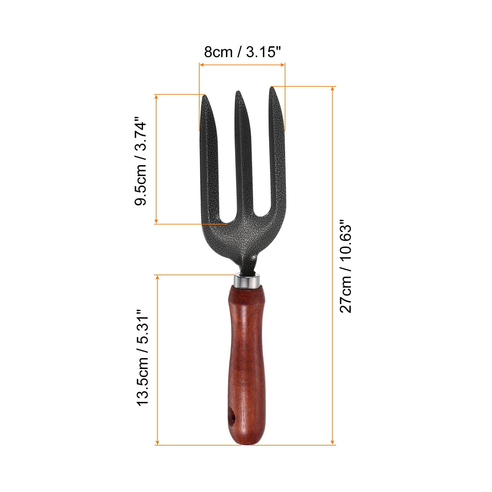 Uxcell 10.6" 3 Tines Hand Gardening Fork, Carbon Steel Thickened Hardened Digging Pitch Fork  for Backyard  Farm Planting, Grey 2