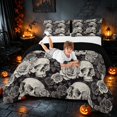thumbnail image 3 of Homewish Halloween Sugar Skull Full Size Comforter Sets, Vintage Flower Bedding Comforter Set, Gray Black White, Black Reversible, 3-Piece 1 Comforter and 2 Pillowcases, 3 of 6