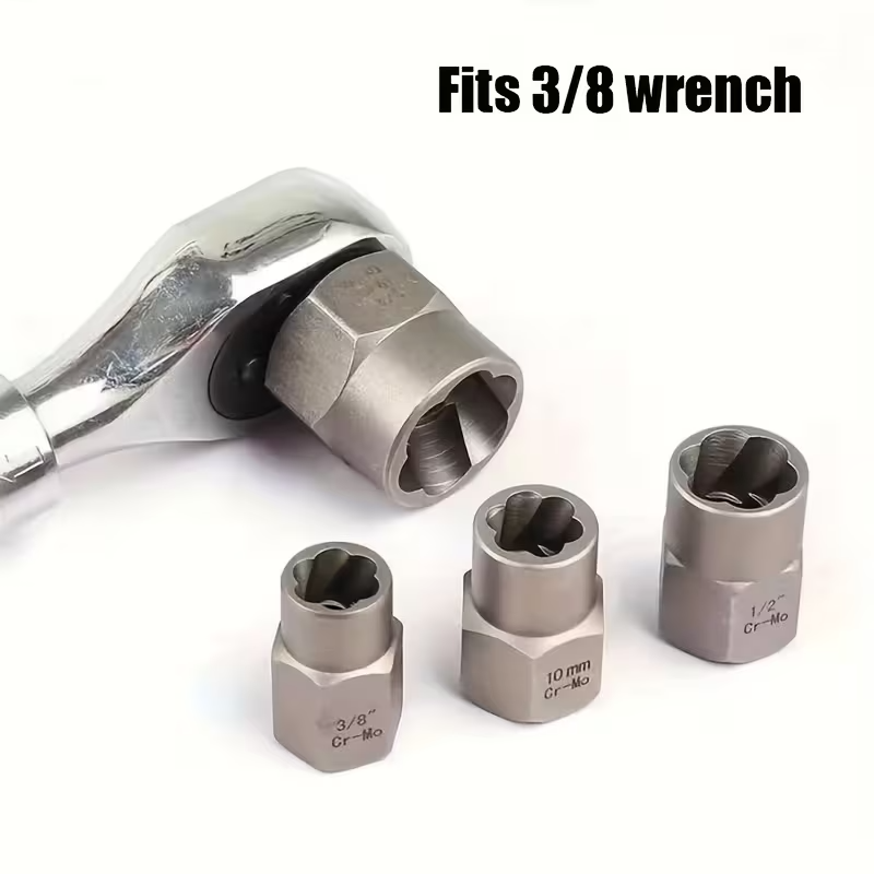 Kit extractor de tuercas HOMEFISH de 14 piezas, herramienta para remover tuercas con 13 pernos y extractores, 1 adaptador de hexágono para dados de 1/4" a 3/8" 3