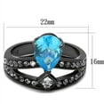 thumbnail image 2 of Luxe Jewelry Designs Women's Ion Plated Stainless Steel Engagement Ring with Sea Blue CZ Stone -, 2 of 4