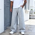 thumbnail image 7 of Mens Daily Casual Bottoms Solid Plain Straight Leg Sweatpants Adjustable Drawstring Waist Pants Gray XL, 7 of 7