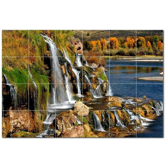Waterfall Photo Ceramic Tile Mural Kitchen Backsplash Bathroom Shower, 406095-XL