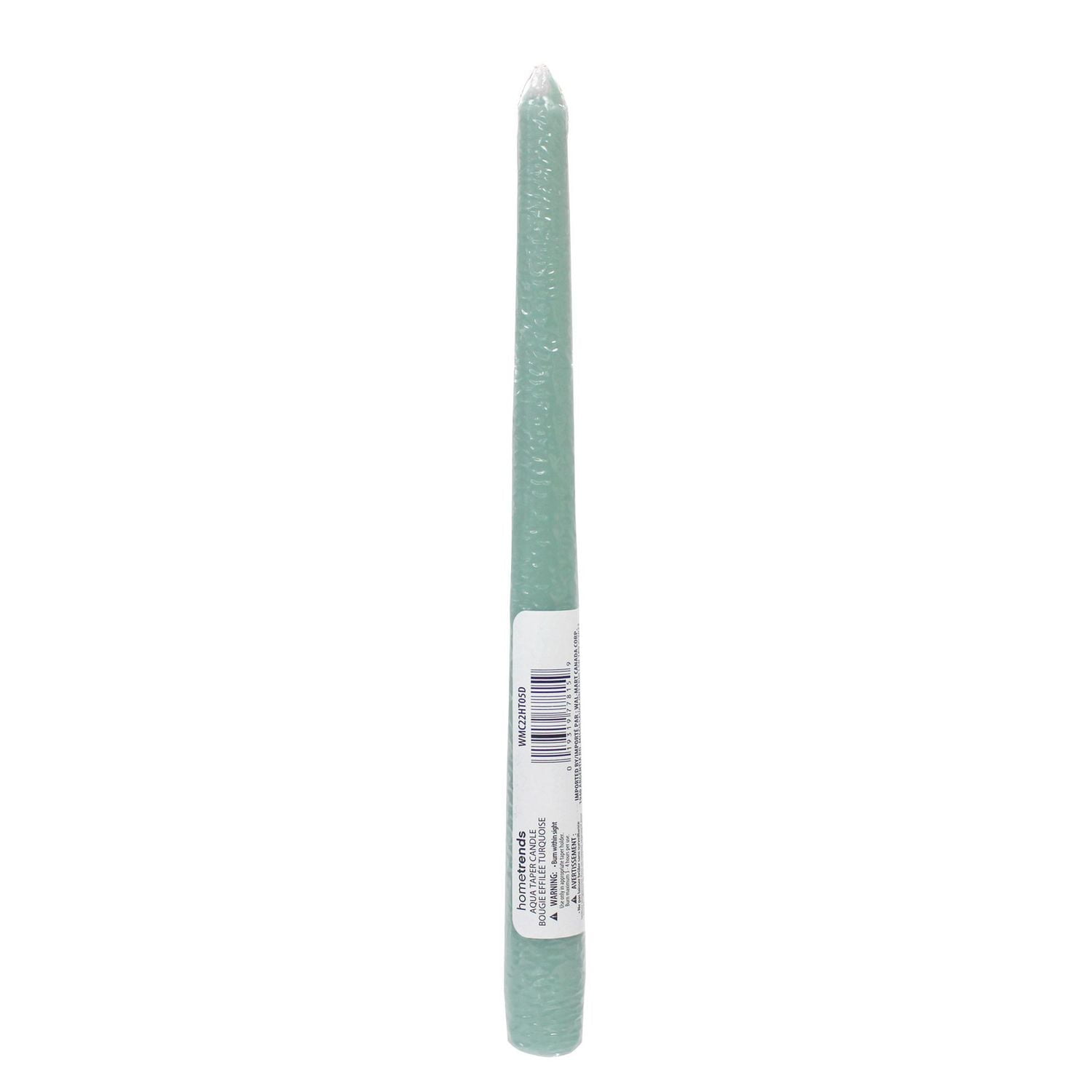 Hometrends 10" Bougie effilée turquoise, sans parfum 10"H