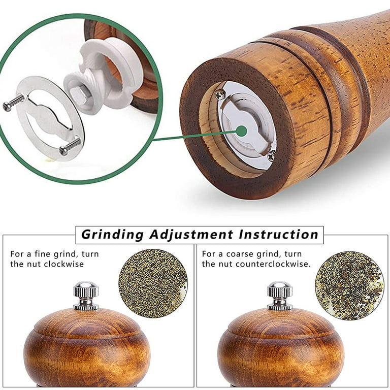 Grandest Birch 6 Inch Spice Grinder Manual Rotor Adjustable Coarseness Wood  Ceramic Natural Pepper Salt Grinder for Kitchen Large