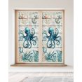 thumbnail image 2 of Window Privacy Film Teal Octopus Coastal Stained Glass Window Film Decorative Sun Block Window Cover Summer Beach Nautical Starfish Retro Window Clings Static Adhesive Sticker for Bathroom 23.6"x59", 2 of 6