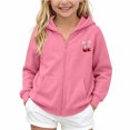 thumbnail image 3 of JAJAHO Girls Zip Up Hoodie Sweatshirt With Pockets Cherry Print Long Sleeve Jacket For Kids 5-14Y, 3 of 6