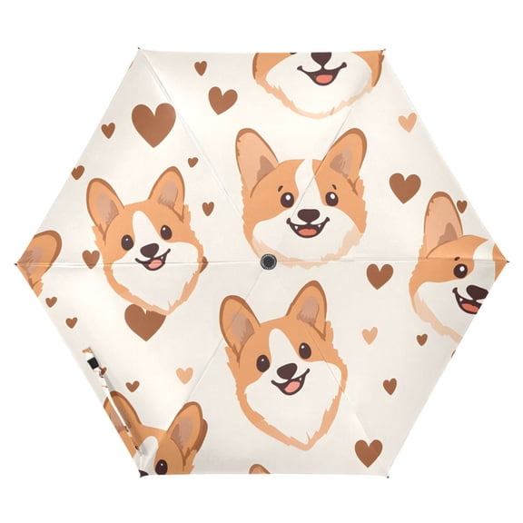 ALAZA Corgi Dogs UPF 50  Compact Folding Umbrella for Rain Travel Umbrella Packable