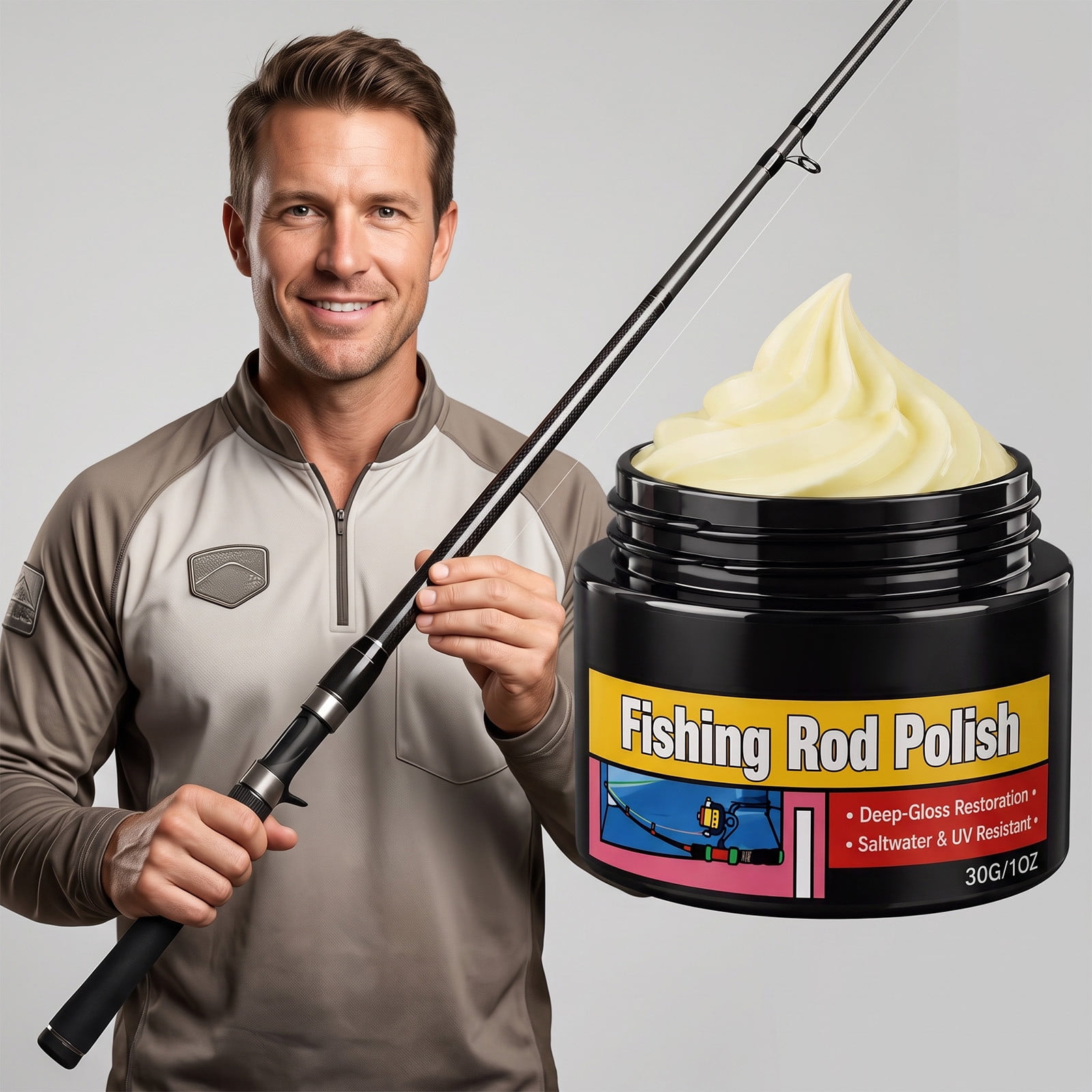 Arghm Fishing Rod Polish Paste – Deep-Gloss Restoration Wax for Saltwater Tackle – Rod Care Protection for Outdoor Enthusiasts – 30g Compact Jar