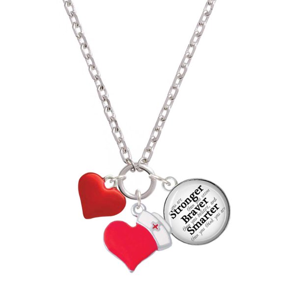 Delight Jewelry Silvertone 3-D Translucent Red Puff Heart - Red Heart Nurse Strong Zoe Necklace