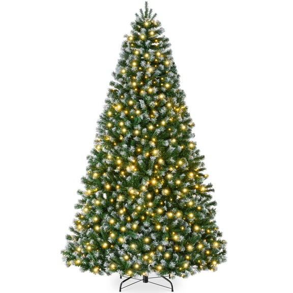 Best Choice Products Artificial Frosted Christmas Tree, 6ft Premium Pre-Lit Spruce Design, Dense Branches  Green Spruce