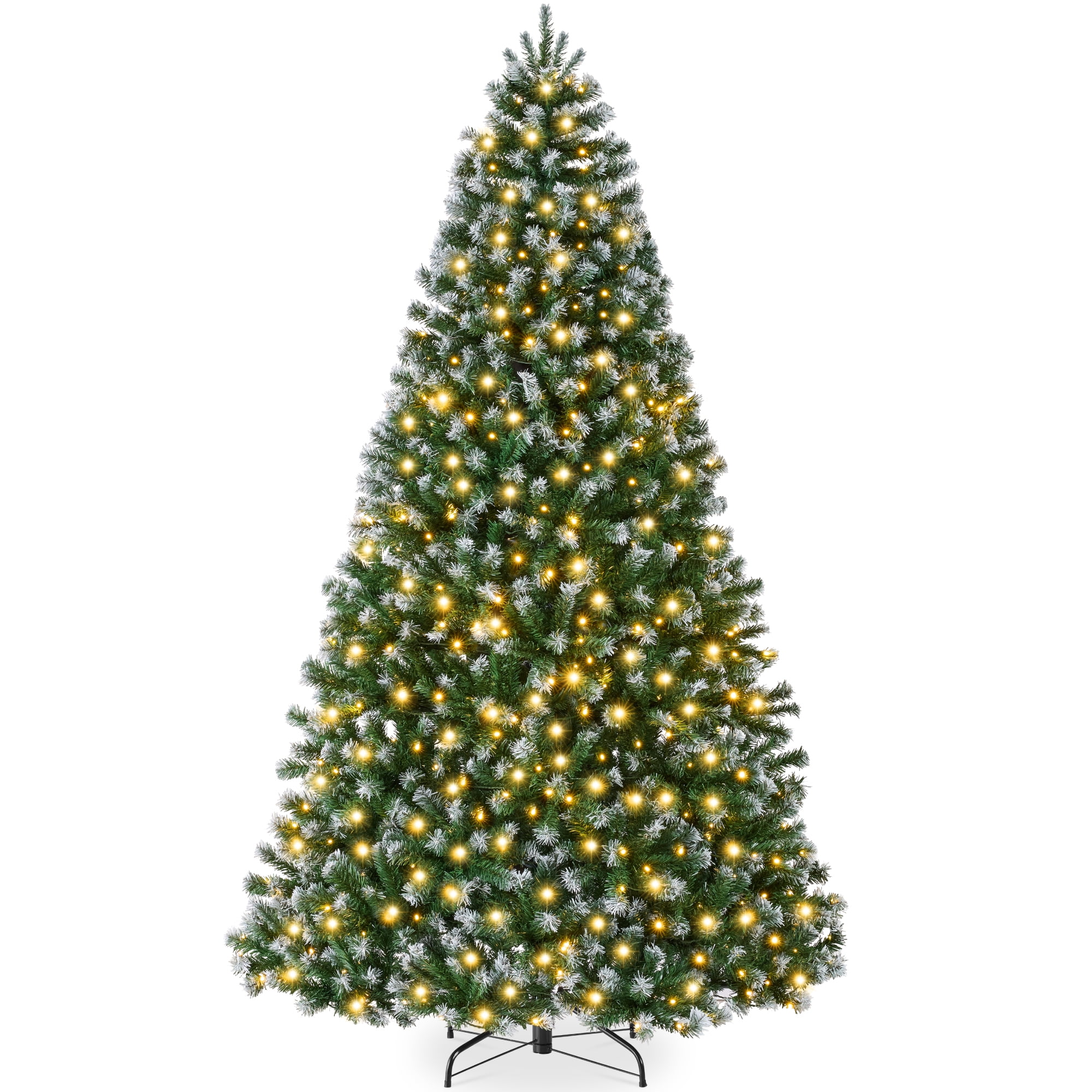 Best Choice Products Artificial Frosted Christmas Tree, 6ft Premium Pre-Lit Spruce Design, Dense Branches Green Spruce