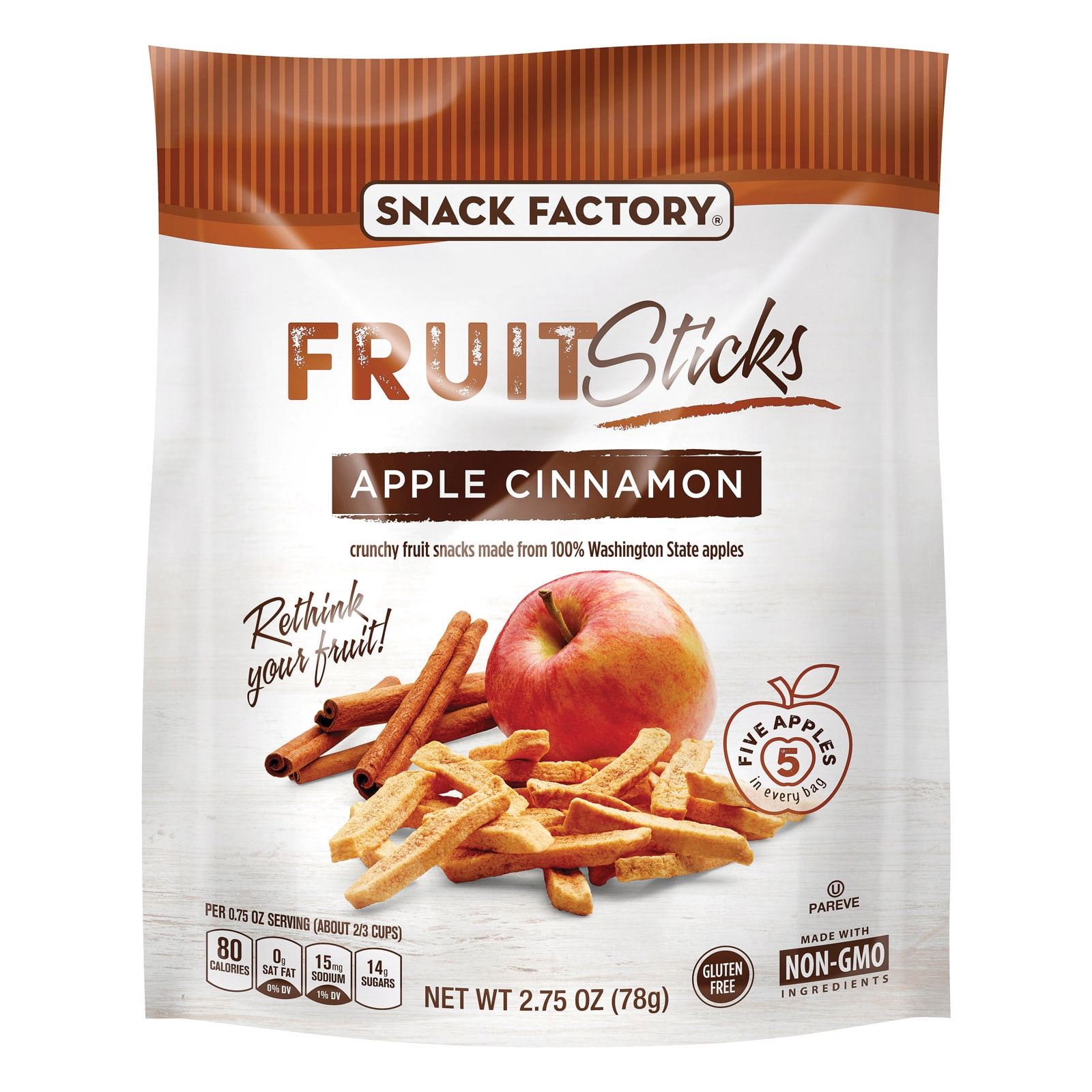 Snack Factory Fruit Stick Apple Cinnamon Case of 12 2.75 oz