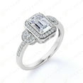 thumbnail image 2 of 1.00 TCW Emerald Cut Halo Engagement Ring 925 Sterling Silver, 2 of 4