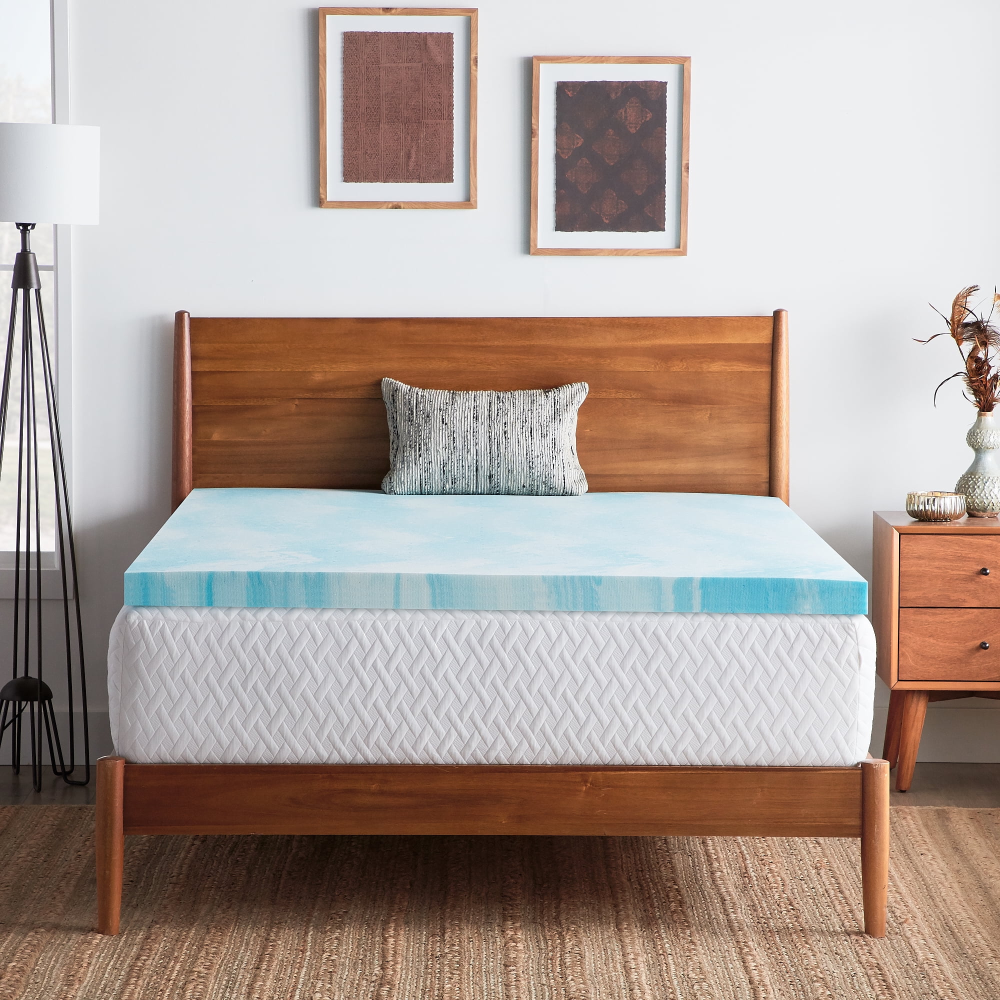 Queen Memory Foam Mattress Topper 3 Inch Gel Water Resistant Cover Bed Comfort 