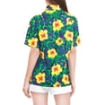 thumbnail image 4 of LA LEELA Women's Button Down Blouses Casual Summer Beach Party Blouse Shirt Floral Short Sleeve Tropical Vacation Dress Hawaiian Shirts for Women L Allover Flower, Blue, 4 of 6