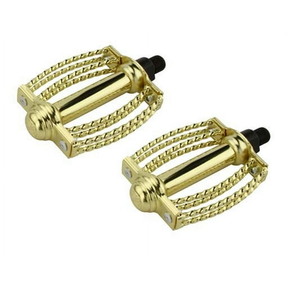 Double Square Round Twisted Pedals1/2" Gold. Bike pedals, bicycle pedal, for lowrider , beach cruiser, chopper, limo