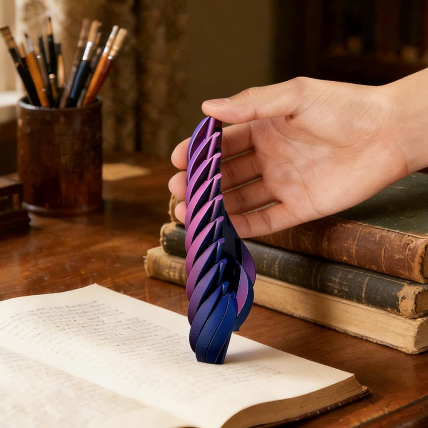 Twisty Fidget Egg - 3D Printed Slippery Rotating Fidget Toy with Smooth Spiral Grooves, Vibrant Gradient Colors, Stress Relief Desk Accessory for Adults, Easter Basket Stuffer and Spring Party Favor