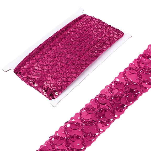Uxcell 0.8 Inch x 14 Yards Sequins Trim Flat Sequin Paillette Ribbon Strip for Crafts, DIY Sewing Costume Rose Red