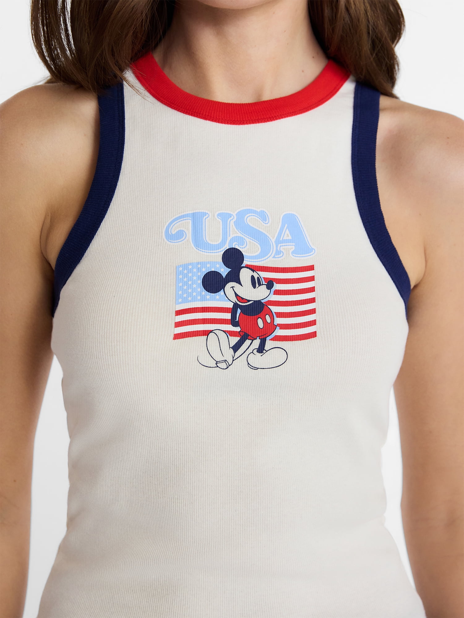 Disney Women's Mickey USA Flag Graphic Tank Top, Sizes XXS-XXL