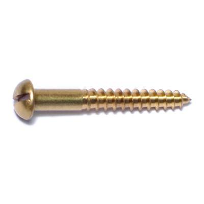 

#10 x 1-1/2 Brass Slotted Round Head Wood Screws WSRB-195