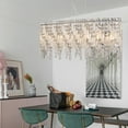 thumbnail image 5 of Silver Oval Crystal Chandelier Modern Ceiling Light for Dining Room Living Room Foyer – Elegant Hanging Crystals, Adjustable Height (Bulbs Not Included), 5 of 10