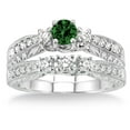 thumbnail image 2 of 1.5 Carat Emerald & Diamond Antique Bridal set on 10k White Gold, 2 of 2