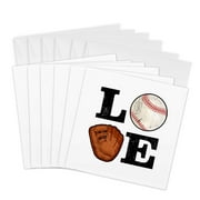 3dRose, Love Baseball Design For Players, Coaches, Moms and Dads, 6 Greeting Cards with envelopes