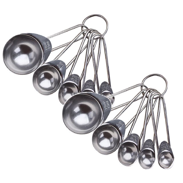 Oleegame 2PC Stainless Steel Cutlery Set Stainless Spoons Teaspoons Measuring Cooking Baking Utensil Cups Kitchen,Dining & Bar Silver