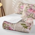 thumbnail image 4 of Castle Fairy Floral Rose Perfume Print Bed Spread Queen,Vintage Graffiti Pattern Queen Coverlet Set,Pink Beige, 4 of 7