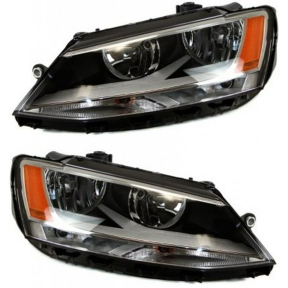For 2011-2016 Volkswagen Jetta Headlight Driver and Passenger Side w/ Bulbs | DOT Certified | VW2502146 VW2503146 - Replaces 5C7 941 005, 5C7 941 006 | for Sedan